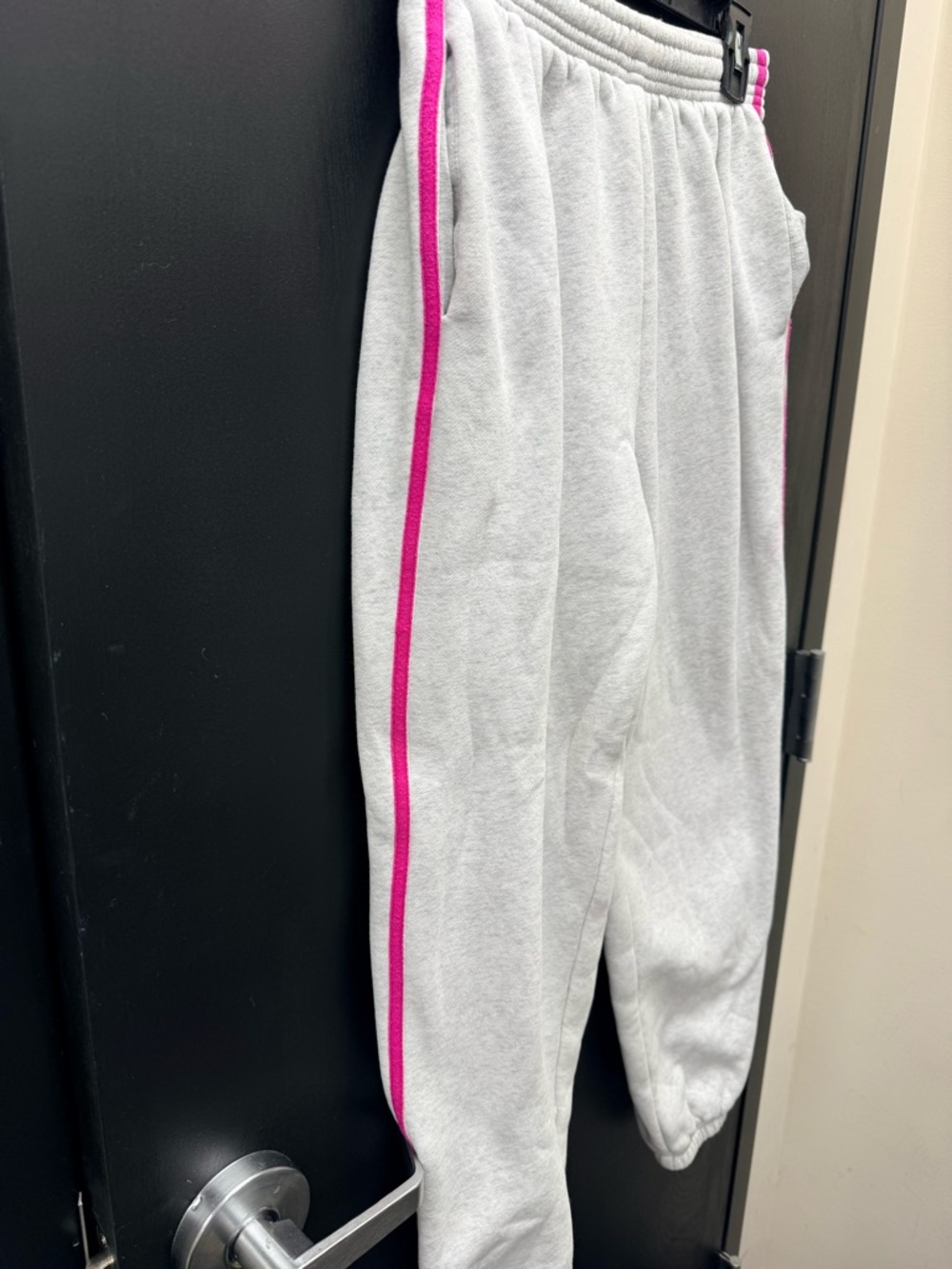Kittenish Grey Sweatpants with Pink Side Stripe - Picture 2 of 3